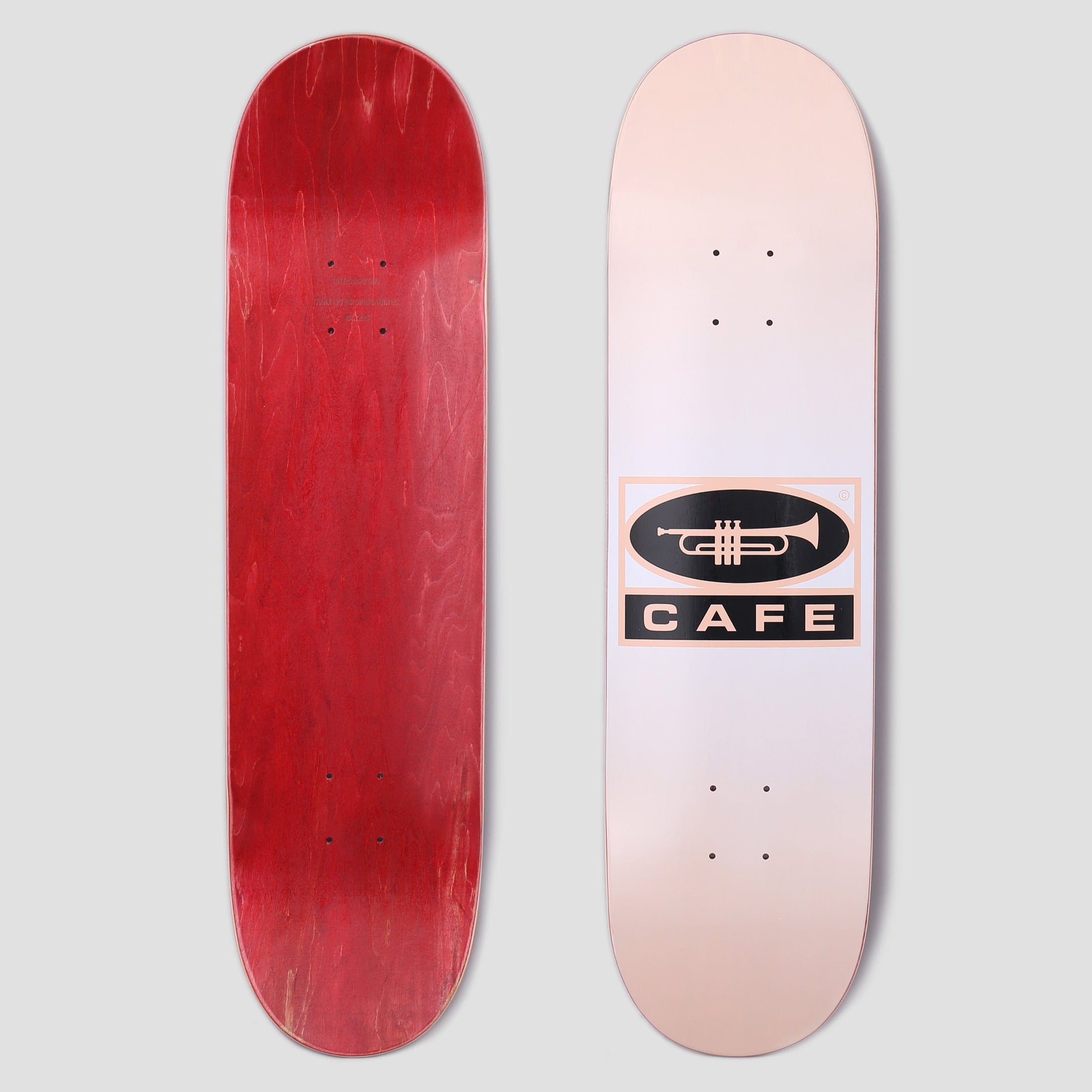Skateboard Cafe 8.25 Trumpet Logo Skateboard Deck Peach / White Fade