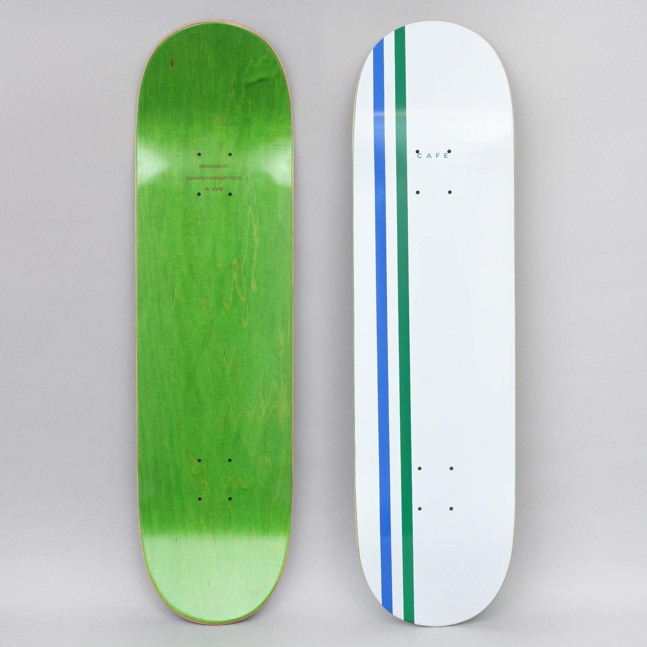 Skateboard Cafe 8.375 Stripe Skateboard Deck White / Royal / Emerald