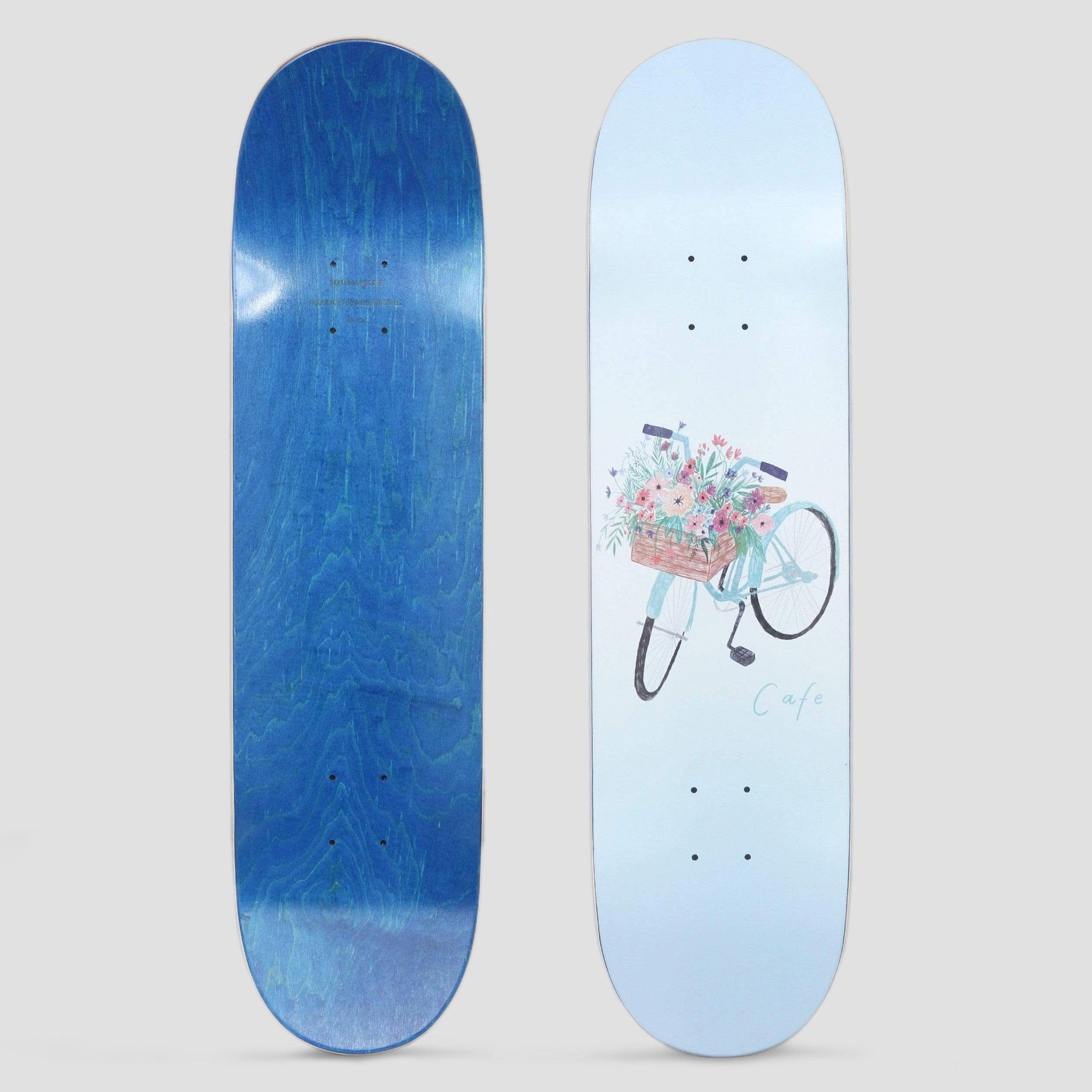 Skateboard Cafe 8 Flower Basket Skateboard Deck Blue
