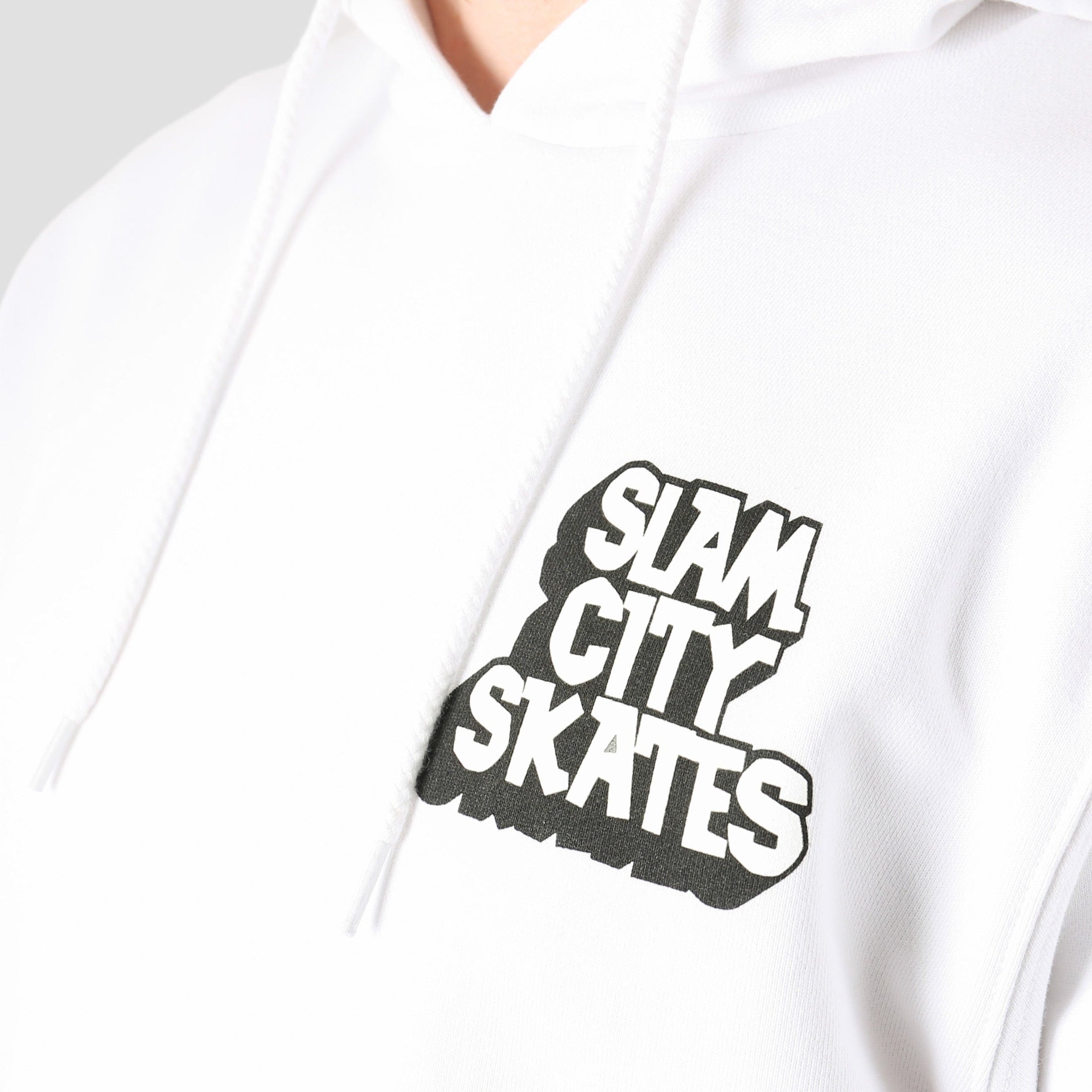 Slam City Skates Classic Chest Logo Hood White