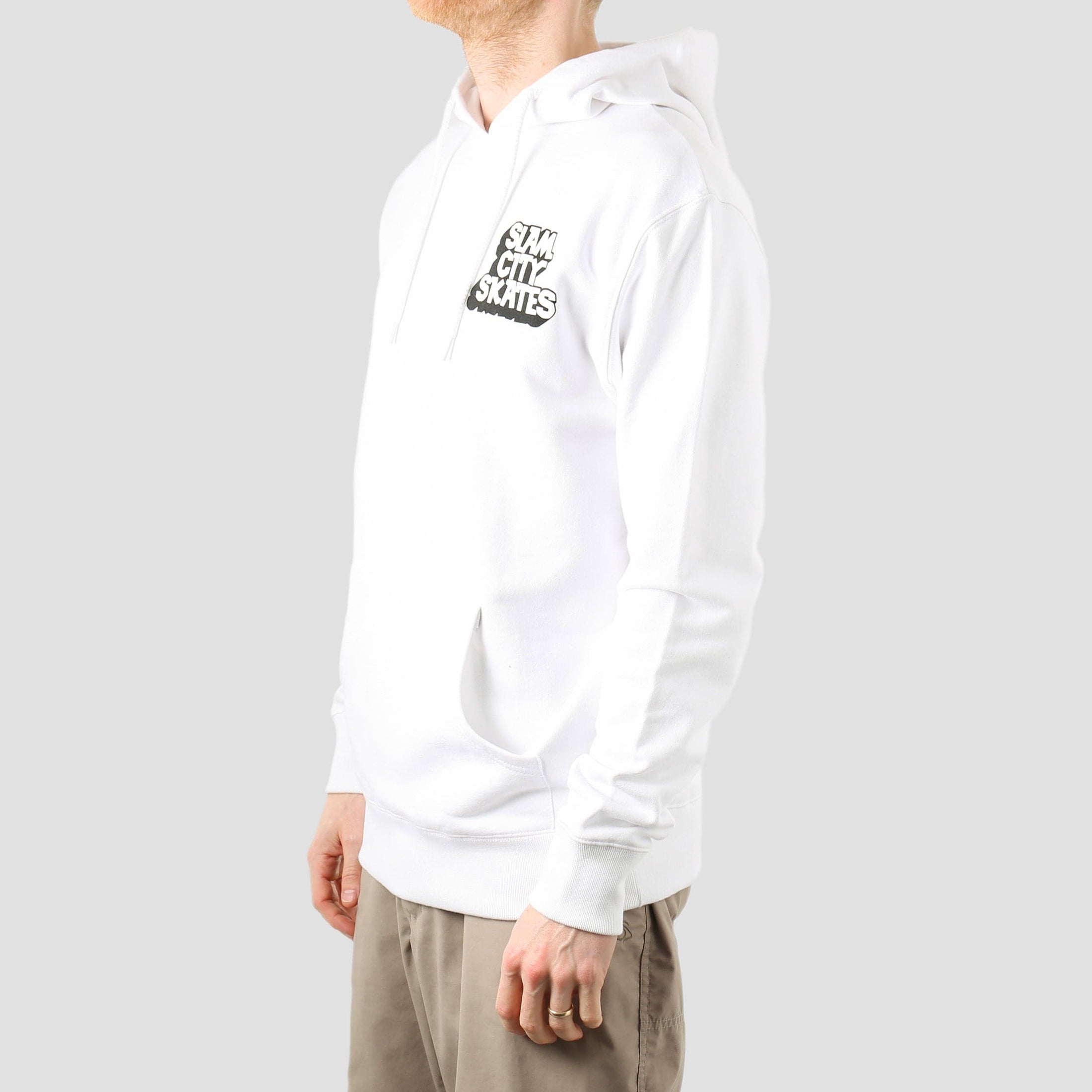Slam City Skates Classic Chest Logo Hood White