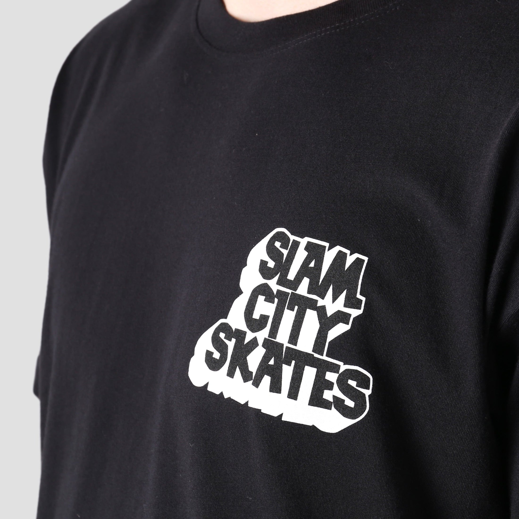 Slam City Skates Classic Chest Logo T-Shirt Black / White