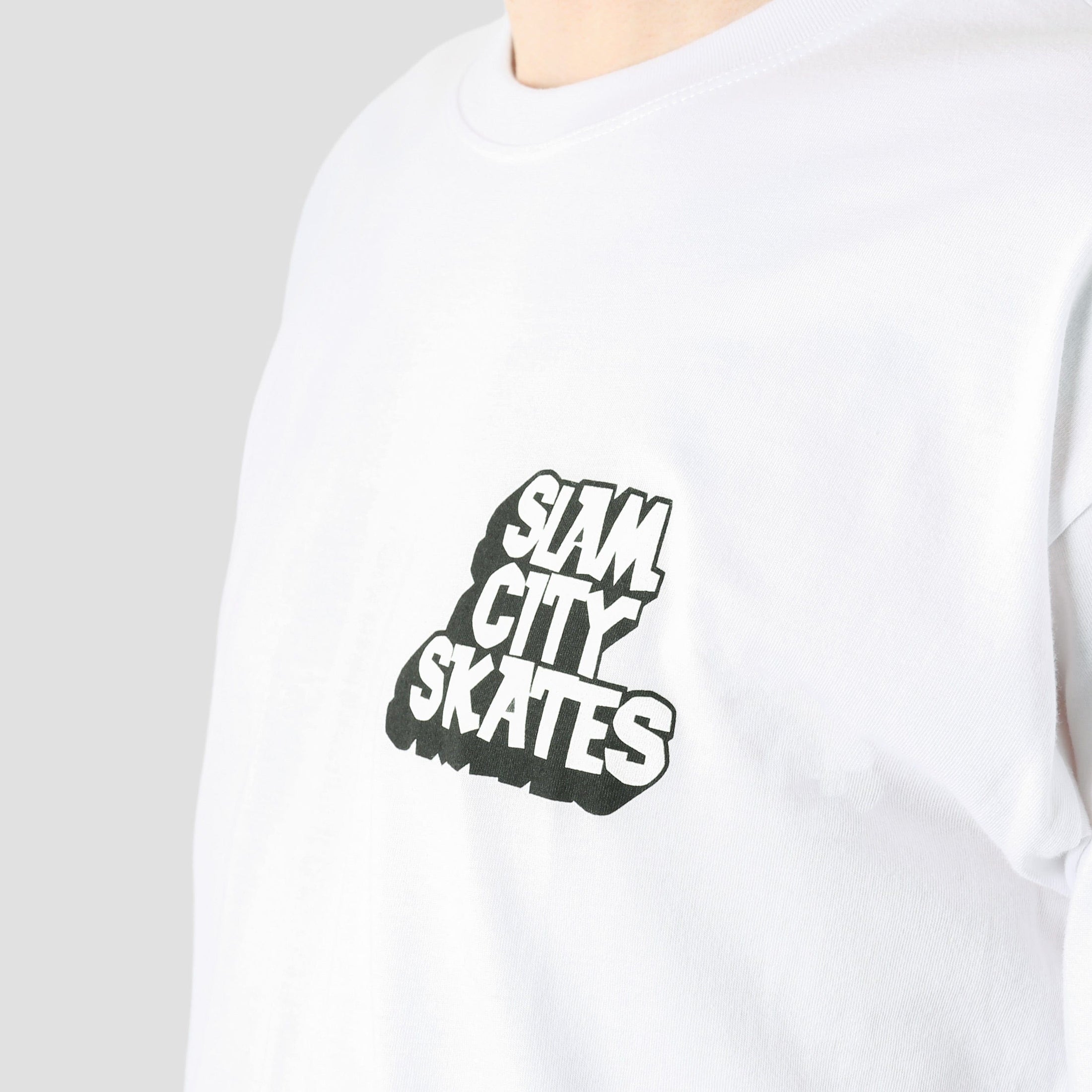 Slam City Skates Classic Chest Logo T-Shirt White / Black