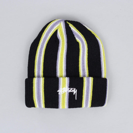 Stussy Vertical Stripe Cuff Beanie Black
