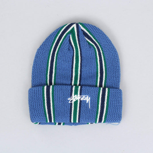 Stussy Vertical Stripe Cuff Beanie Blue