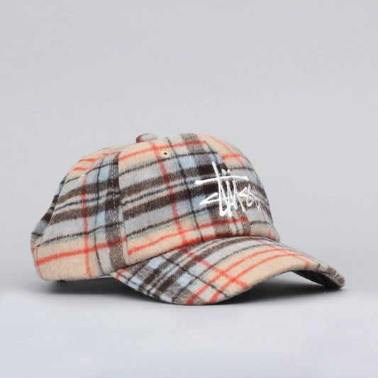 Stussy Big Logo Plaid Low Pro Cap Camel