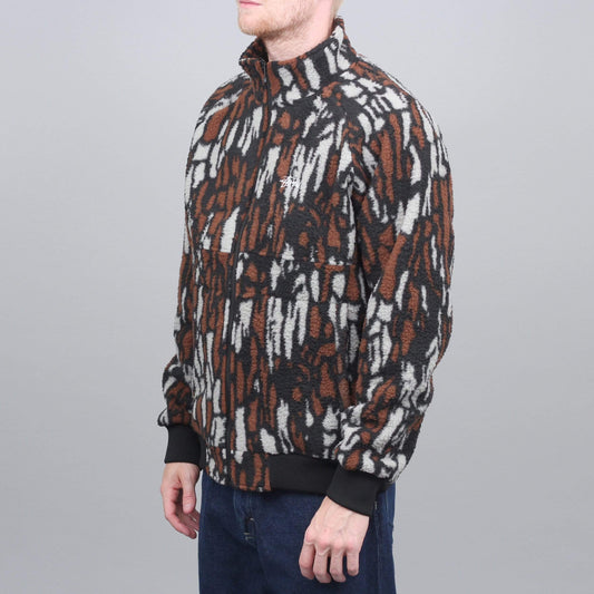 Stussy Tree Bark Fleece Jacket Brown