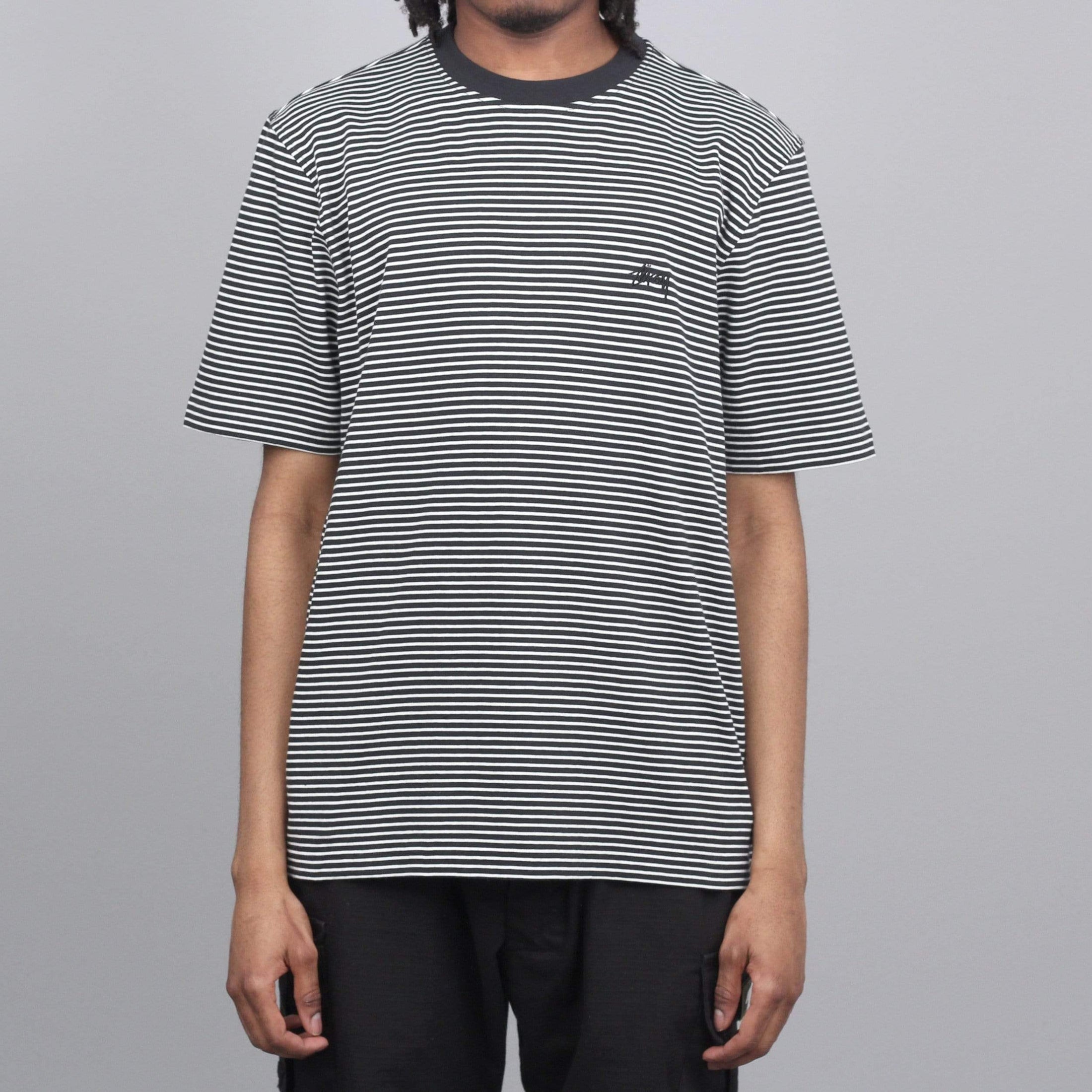 Stussy Mini Stripe Crew T-Shirt Black