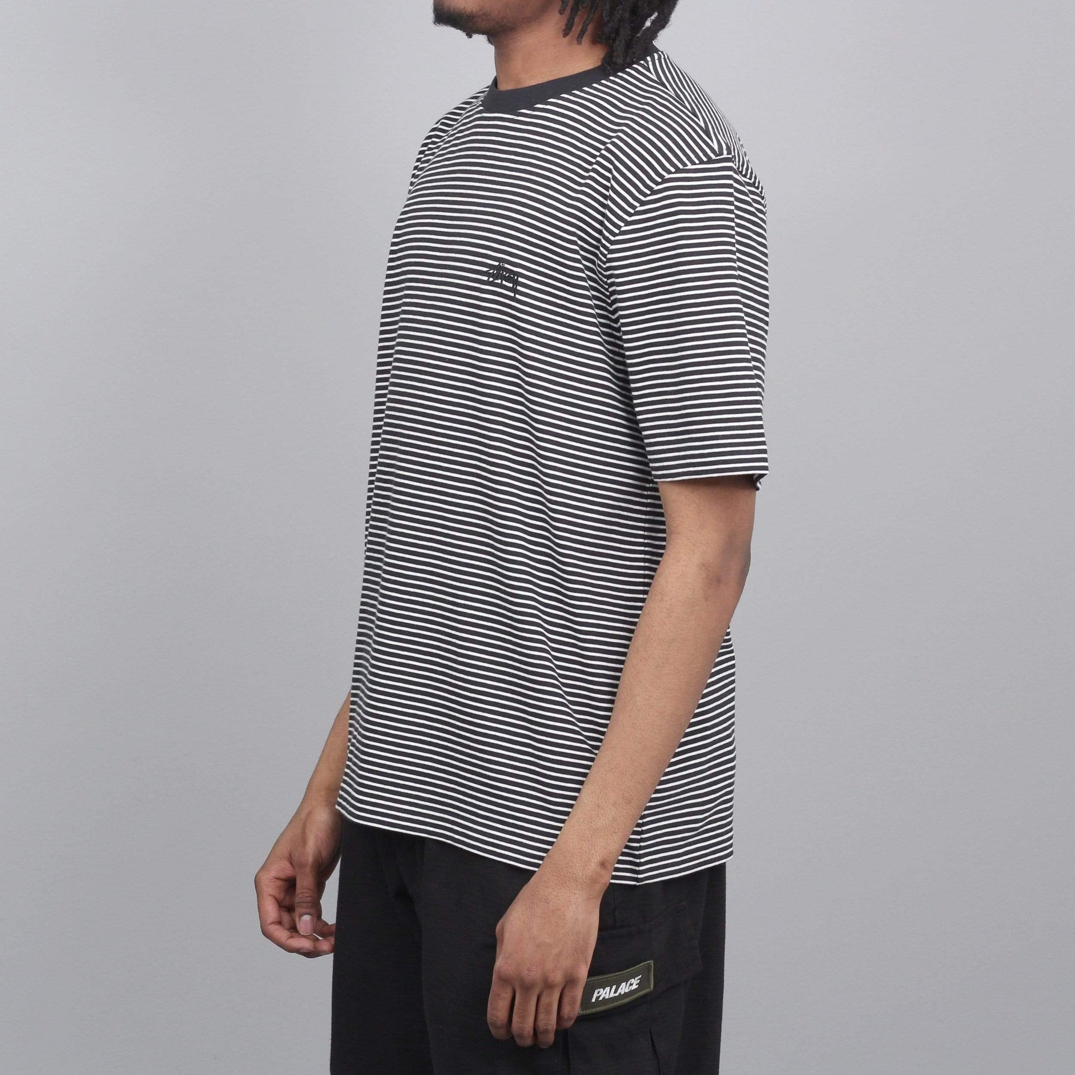 Stussy Mini Stripe Crew T-Shirt Black