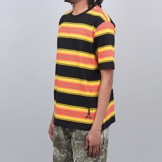 Stussy Multi Stripe Crew T-Shirt Black