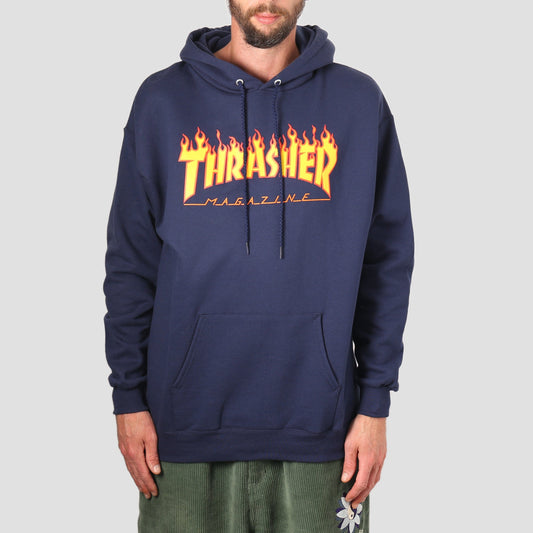 Thrasher Flame Logo Hood Navy