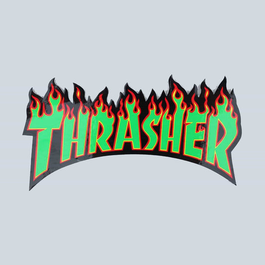 Thrasher Flame Logo Sticker Black / Green