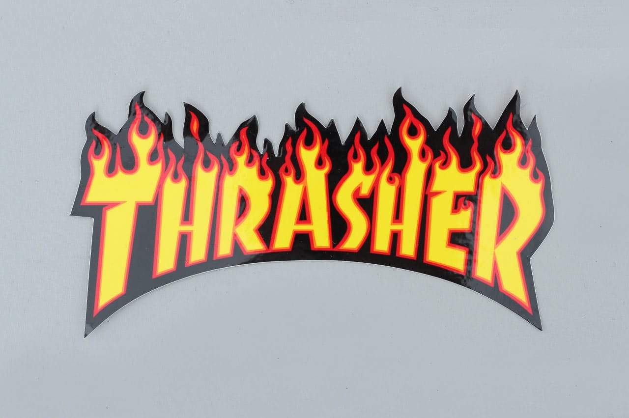Thrasher Flame Logo Sticker Black / Yellow