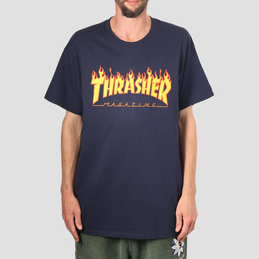 Thrasher Flame Logo T-Shirt Navy