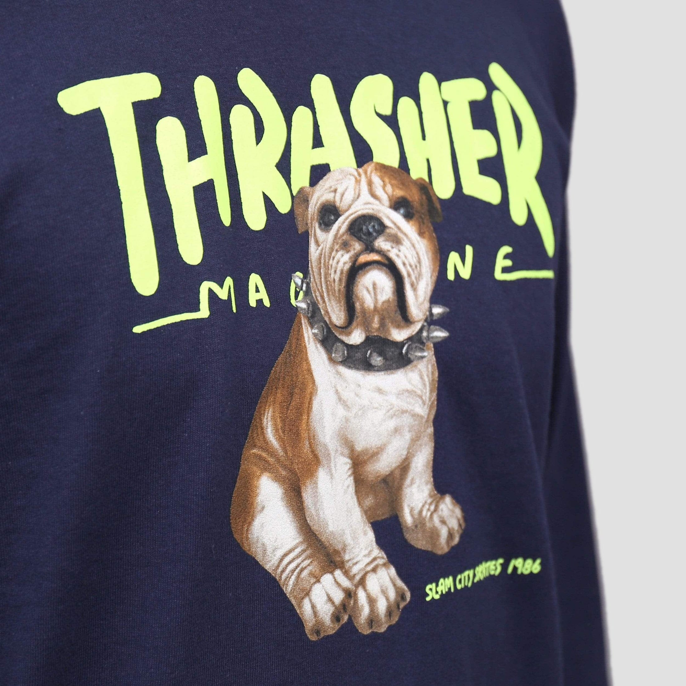 Thrasher X Slam City Skates Bulldog Longsleeve T-Shirt Navy