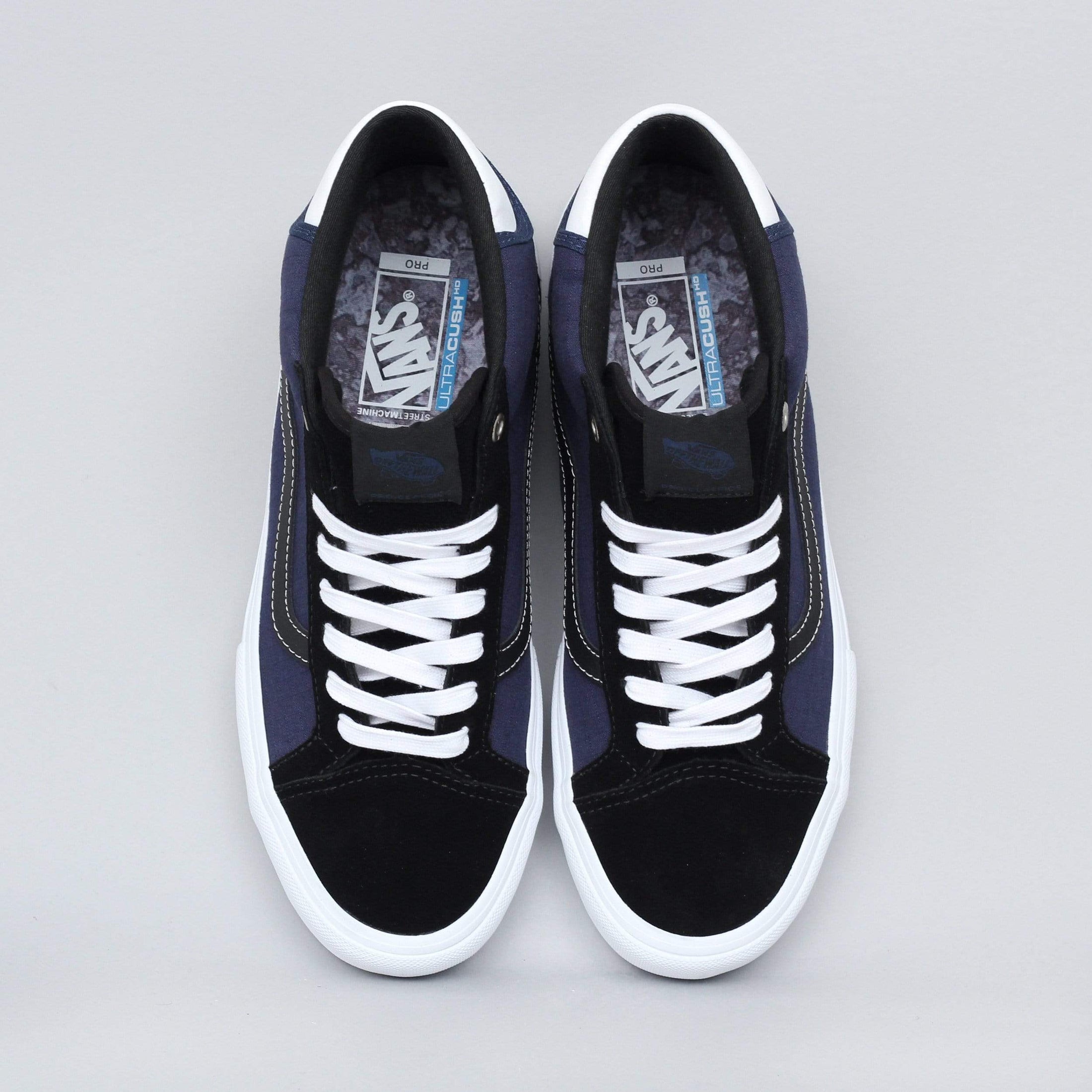 Vans Mid Skool Pro Shoes (Streetmachine) Black / Dark Blue / Traditional White