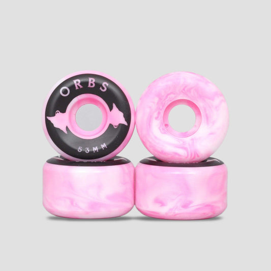 Orbs 53mm 99A Specters Swirls Skateboard Wheels Pink / White